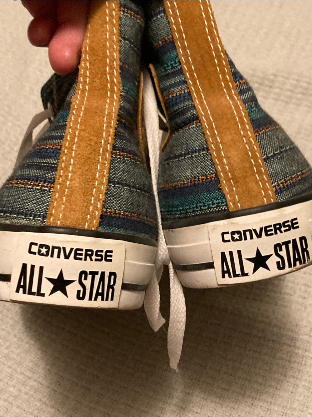 Converse Striped High-Top Sneakers in Teal, Blue, White - Picture 3 of 7